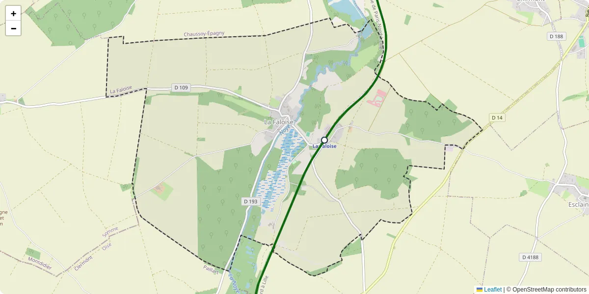 Carte du réseau de transport en commun à La Faloise - lignes de bus et arrêts