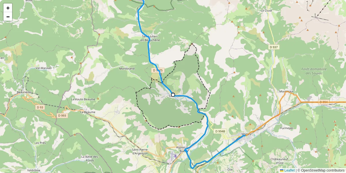 Carte du réseau de transport en commun à La Faurie - lignes de bus et arrêts