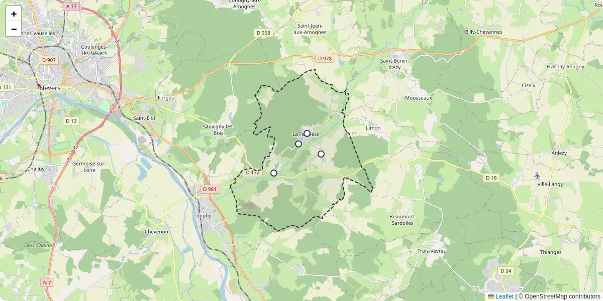 Carte du réseau de transport en commun à La Fermeté - lignes de bus et arrêts