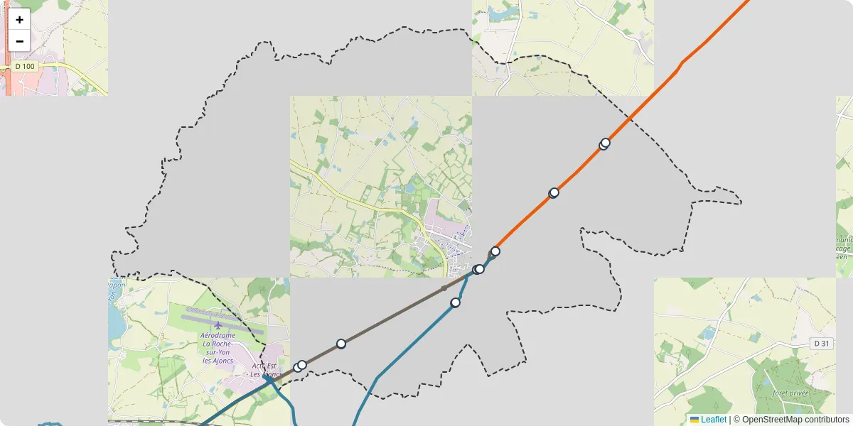 Carte du réseau de transport en commun à La Ferrière - lignes de bus et arrêts