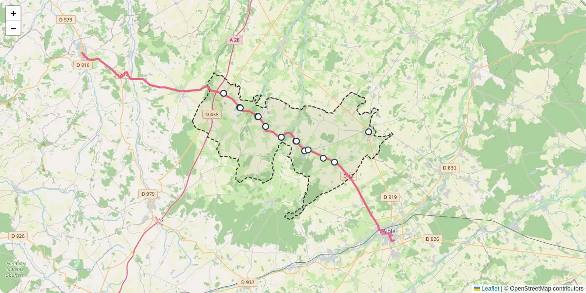 Carte du réseau de transport en commun à La Ferté-en-Ouche - lignes de bus et arrêts