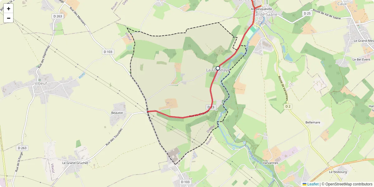 Carte du réseau de transport en commun à La Fontelaye - lignes de bus et arrêts