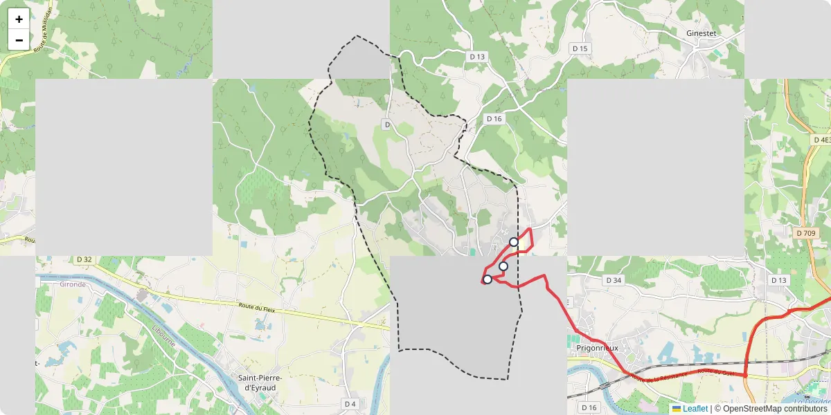 Carte du réseau de transport en commun à La Force - lignes de bus et arrêts