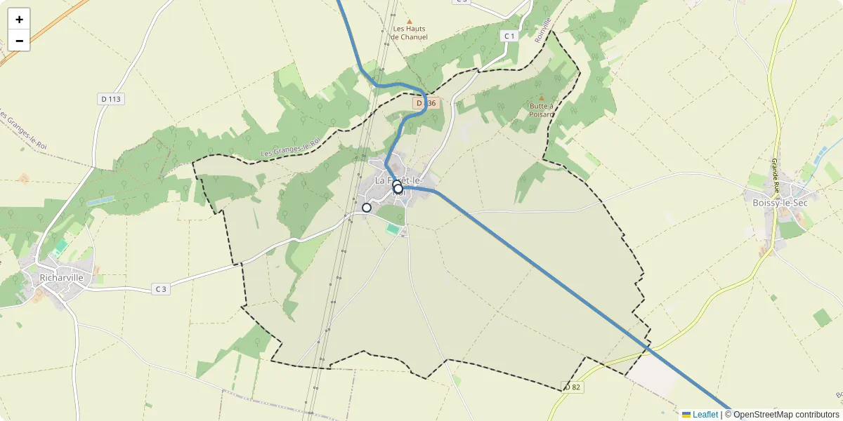 Carte du réseau de transport en commun à La Forêt-le-Roi - lignes de bus et arrêts