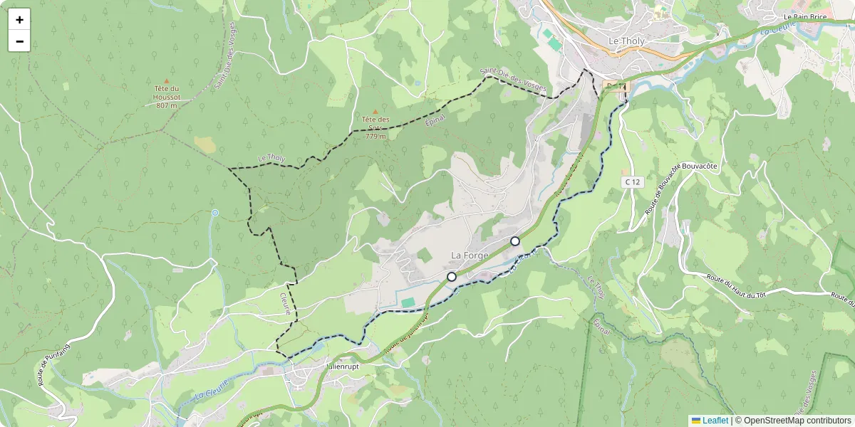 Carte du réseau de transport en commun à La Forge - lignes de bus et arrêts