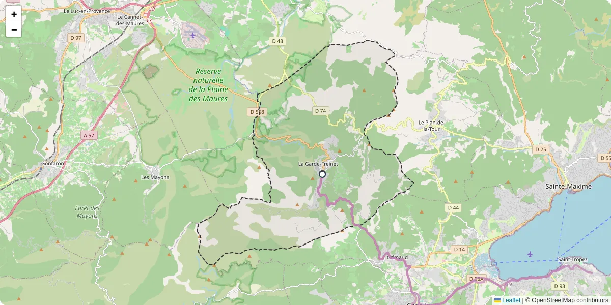 Carte du réseau de transport en commun à La Garde-Freinet - lignes de bus et arrêts