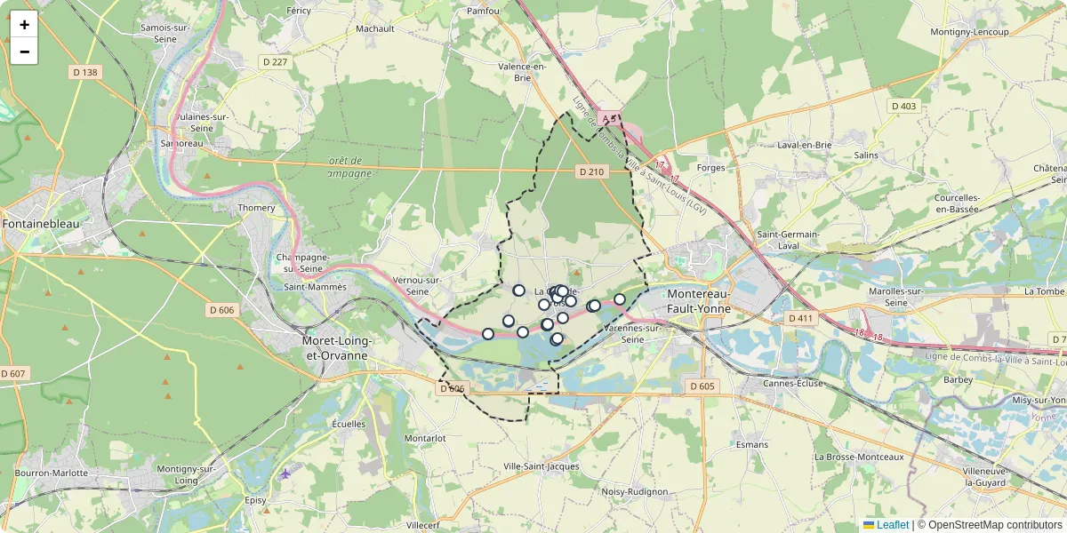 Carte du réseau de transport en commun à La Grande-Paroisse - lignes de bus et arrêts