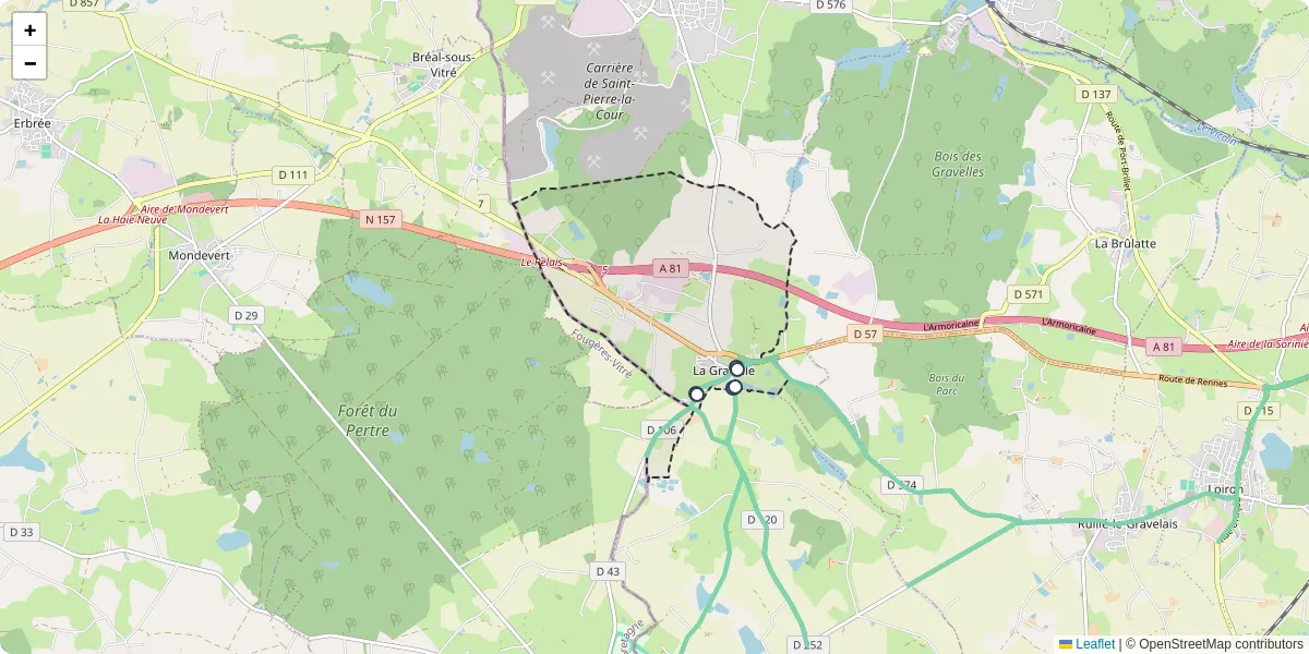 Carte du réseau de transport en commun à La Gravelle - lignes de bus et arrêts