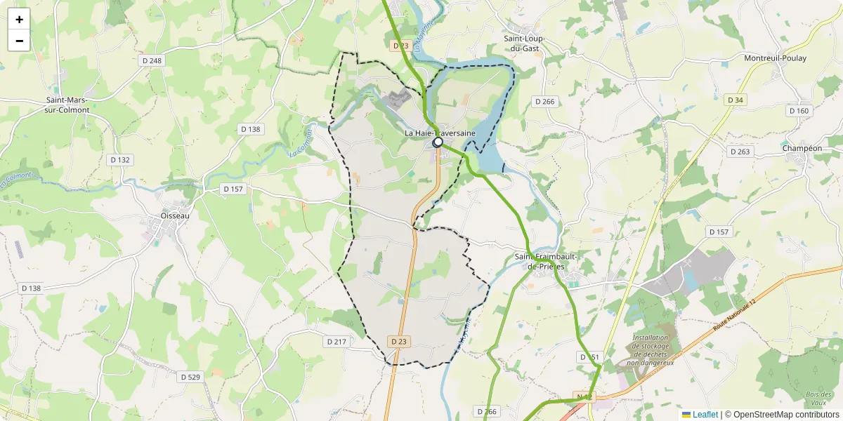 Carte du réseau de transport en commun à La Haie-Traversaine - lignes de bus et arrêts