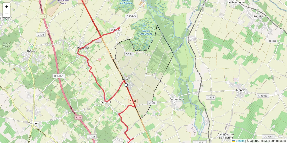 Carte du réseau de transport en commun à La Jard - lignes de bus et arrêts