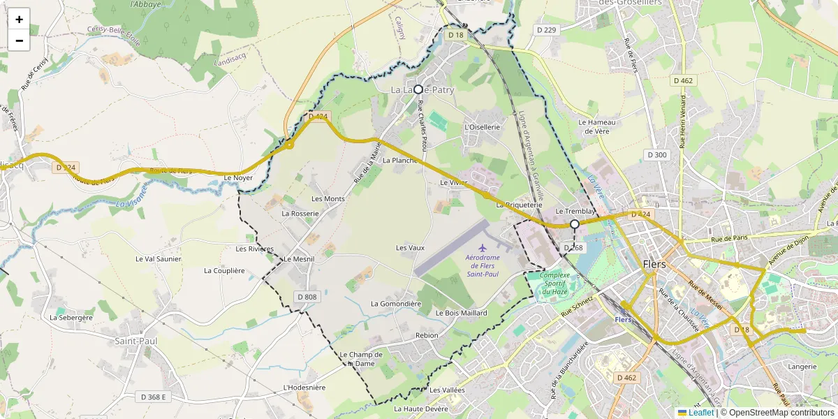Carte du réseau de transport en commun à La Lande-Patry - lignes de bus et arrêts