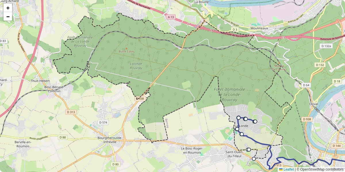 Carte du réseau de transport en commun à La Londe - lignes de bus et arrêts