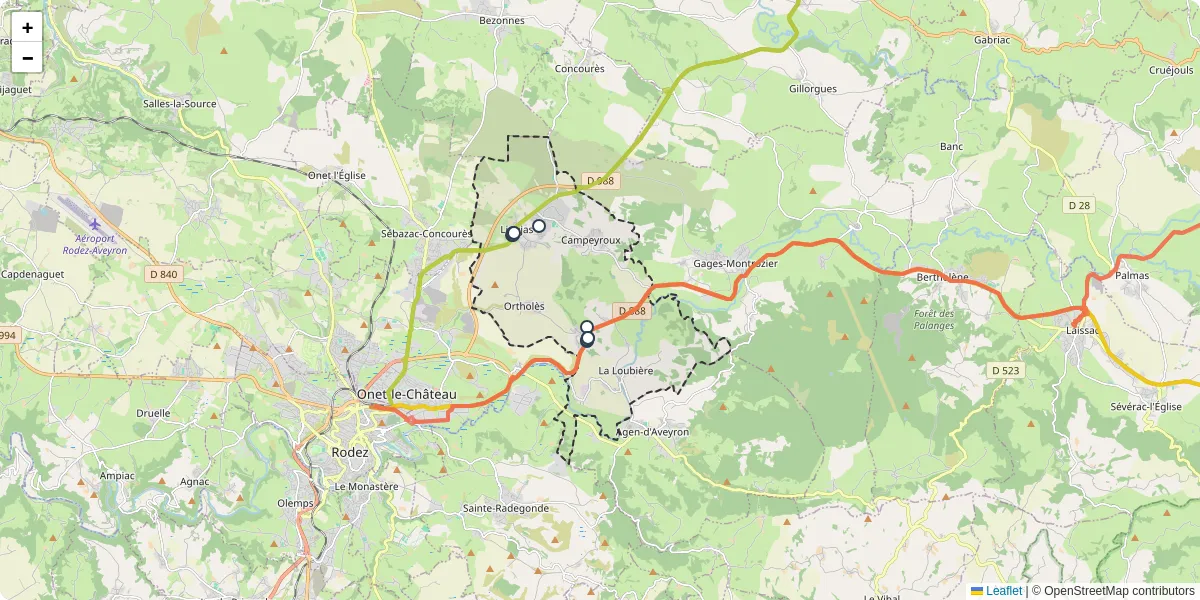 Carte du réseau de transport en commun à La Loubière - lignes de bus et arrêts