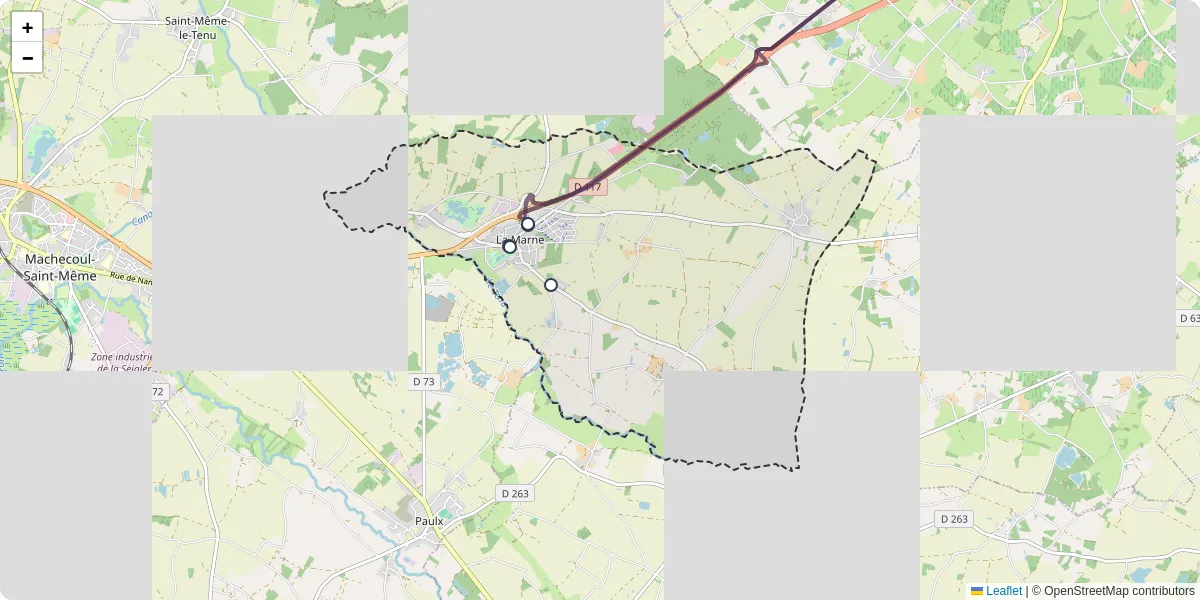 Carte du réseau de transport en commun à La Marne - lignes de bus et arrêts