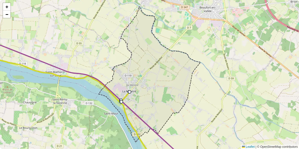 Carte du réseau de transport en commun à La Ménitré - lignes de bus et arrêts
