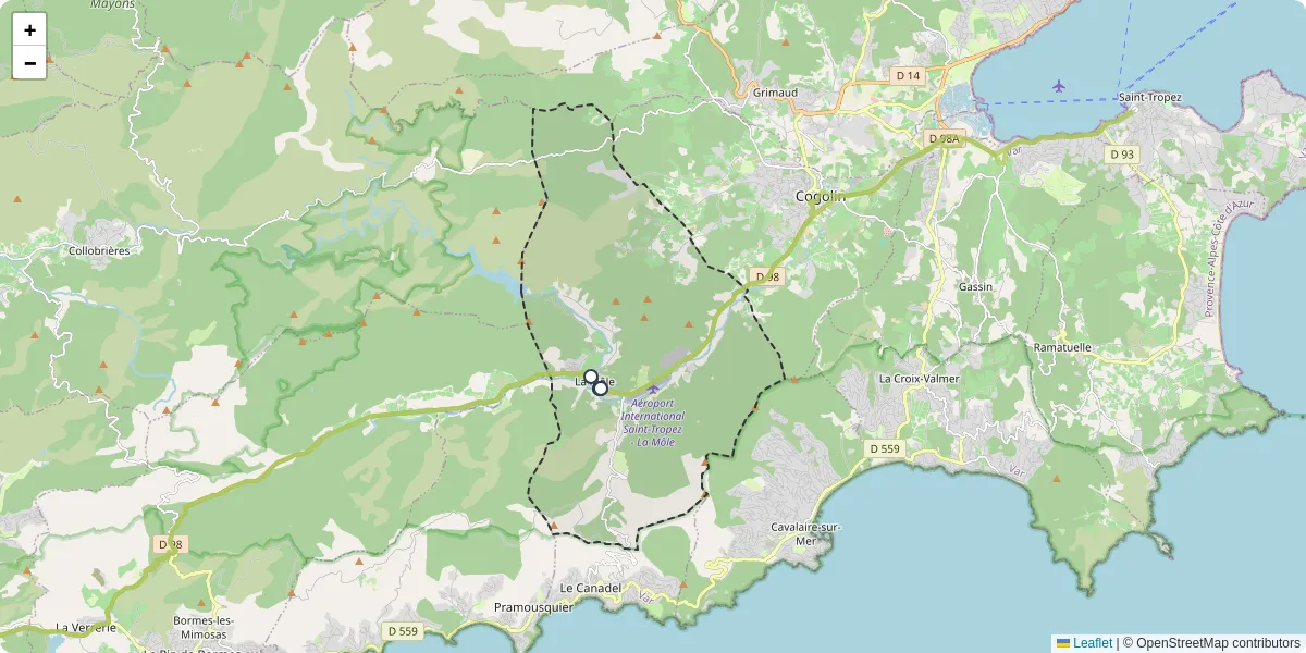 Carte du réseau de transport en commun à La Môle - lignes de bus et arrêts