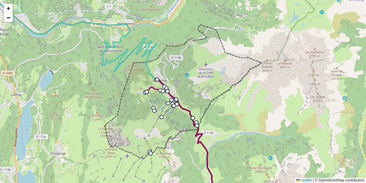Carte du réseau de transport en commun à La Morte - lignes de bus et arrêts