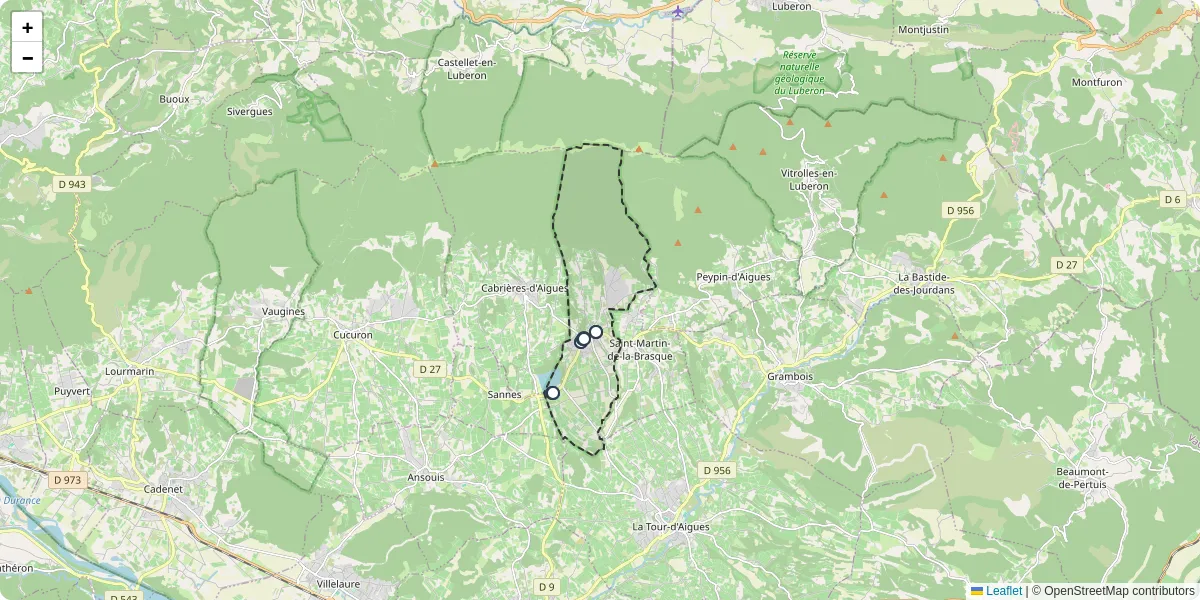 Carte du réseau de transport en commun à La Motte-d'Aigues - lignes de bus et arrêts