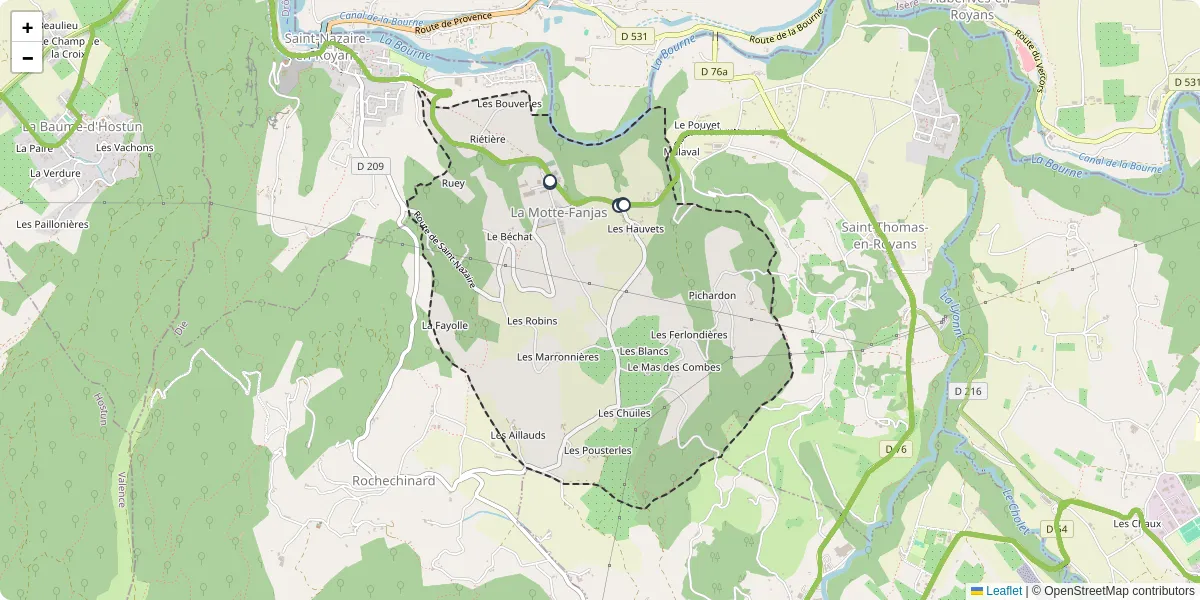 Carte du réseau de transport en commun à La Motte-Fanjas - lignes de bus et arrêts