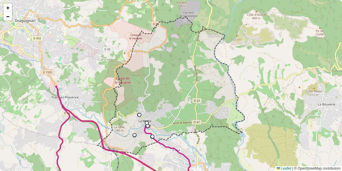 Carte du réseau de transport en commun à La Motte - lignes de bus et arrêts