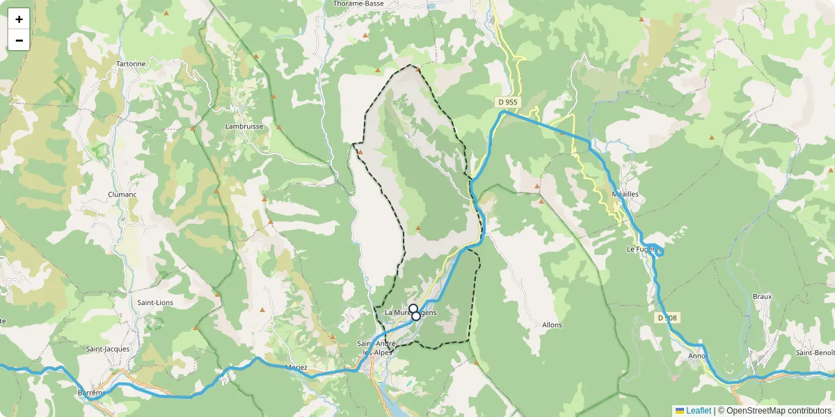 Carte du réseau de transport en commun à La Mure-Argens - lignes de bus et arrêts