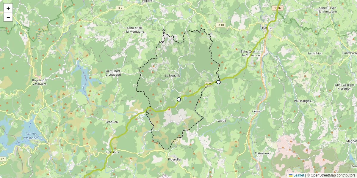 Carte du réseau de transport en commun à La Nouaille - lignes de bus et arrêts