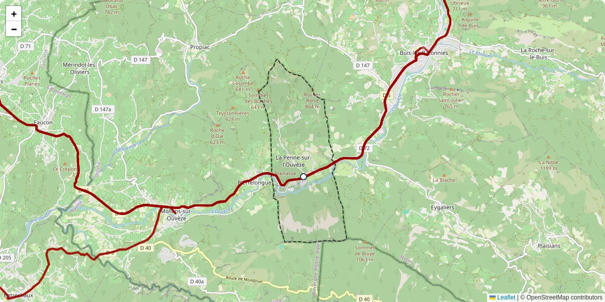 Carte du réseau de transport en commun à La Penne-sur-l'Ouvèze - lignes de bus et arrêts
