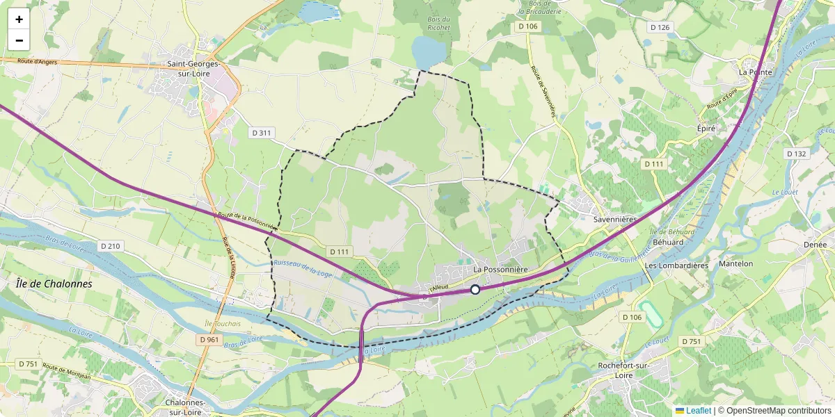 Carte du réseau de transport en commun à La Possonnière - lignes de bus et arrêts