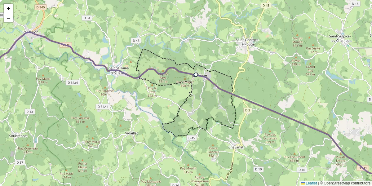 Carte du réseau de transport en commun à La Pouge - lignes de bus et arrêts