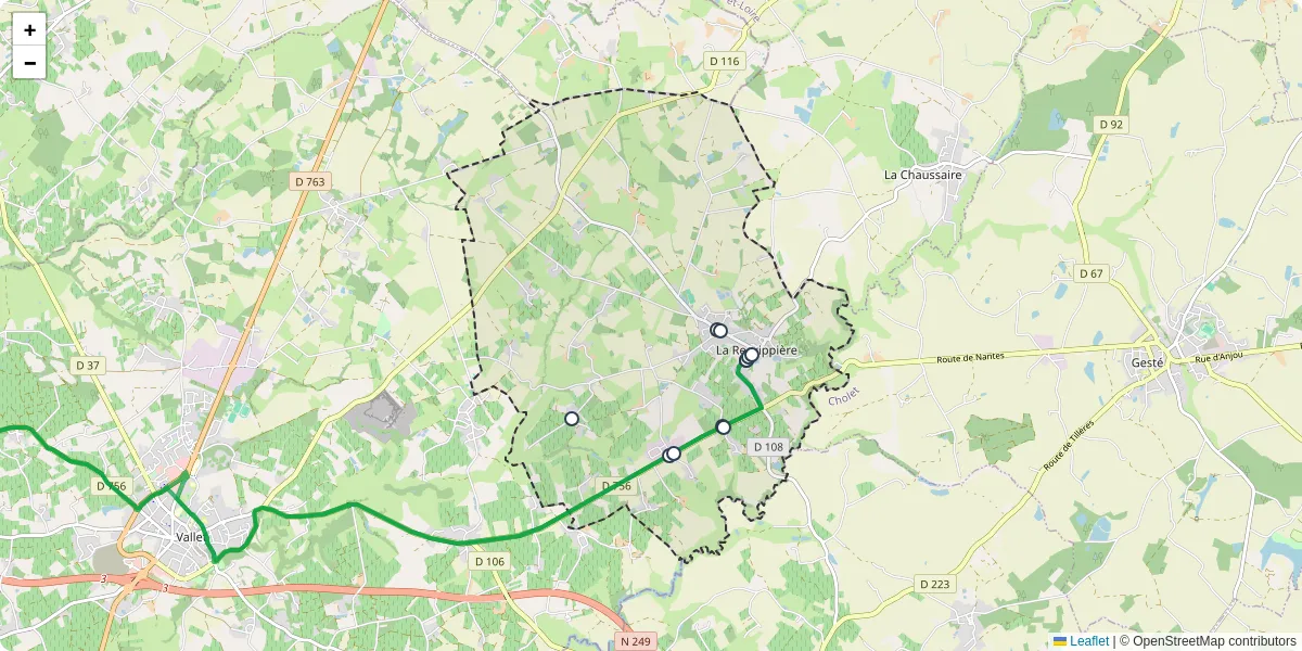 Carte du réseau de transport en commun à La Regrippière - lignes de bus et arrêts
