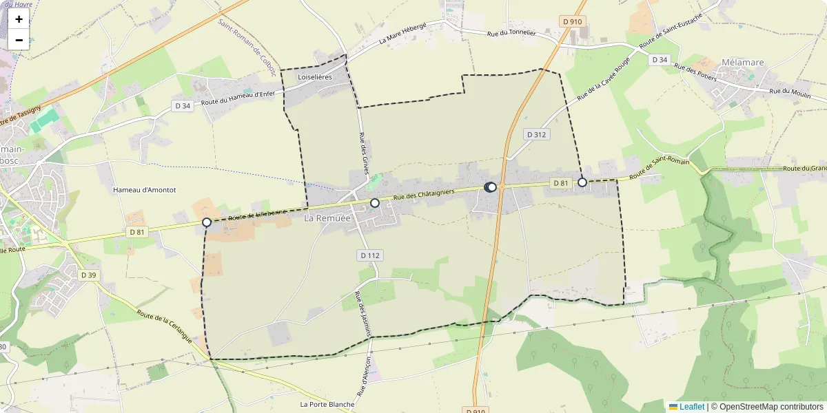 Carte du réseau de transport en commun à La Remuée - lignes de bus et arrêts