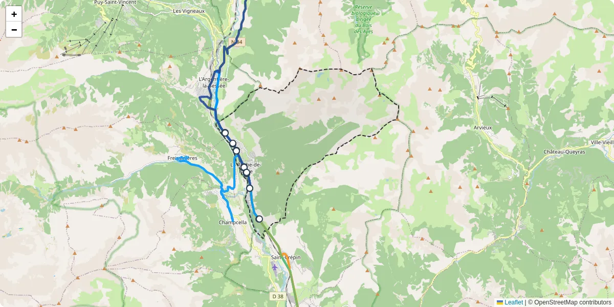 Carte du réseau de transport en commun à La Roche-de-Rame - lignes de bus et arrêts