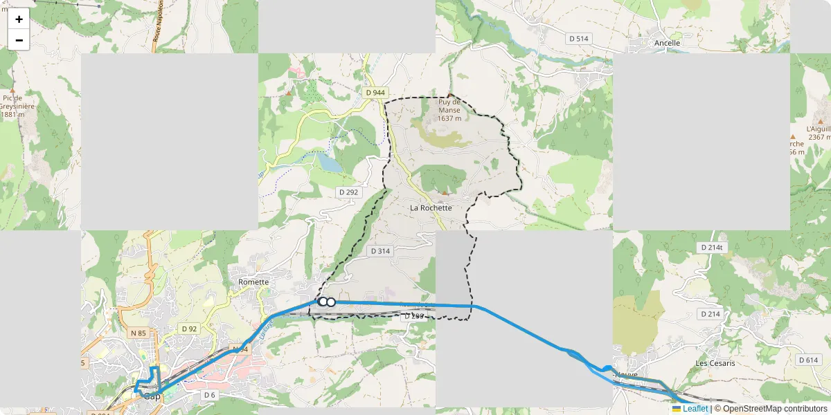 Carte du réseau de transport en commun à La Rochette - lignes de bus et arrêts