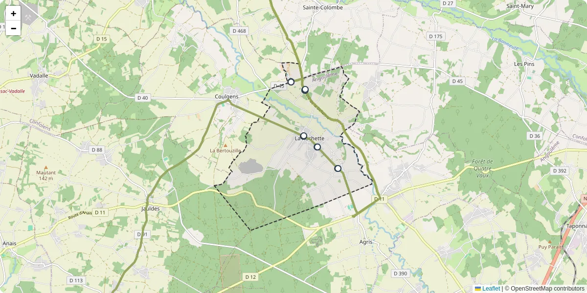 Carte du réseau de transport en commun à La Rochette - lignes de bus et arrêts
