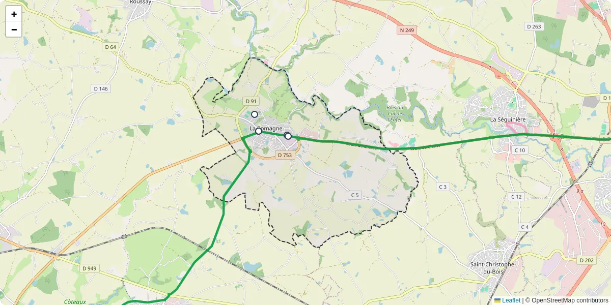 Carte du réseau de transport en commun à La Romagne - lignes de bus et arrêts