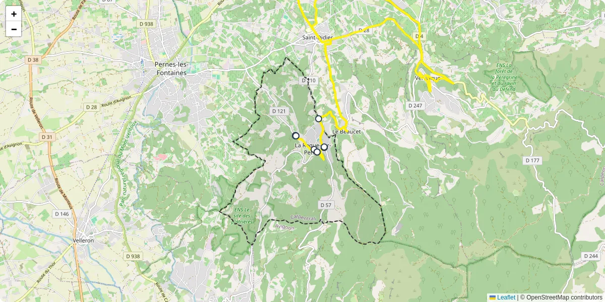 Carte du réseau de transport en commun à La Roque-sur-Pernes - lignes de bus et arrêts