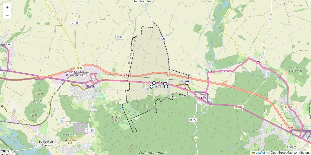 Carte du réseau de transport en commun à La Rue-Saint-Pierre - lignes de bus et arrêts