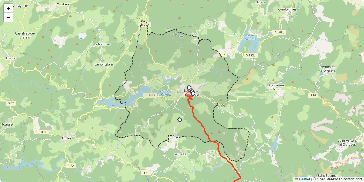 Carte du réseau de transport en commun à La Salvetat-sur-Agout - lignes de bus et arrêts