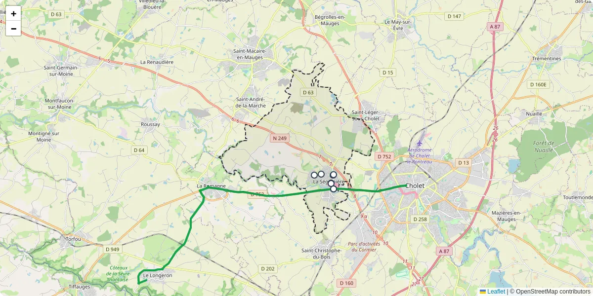 Carte du réseau de transport en commun à La Séguinière - lignes de bus et arrêts