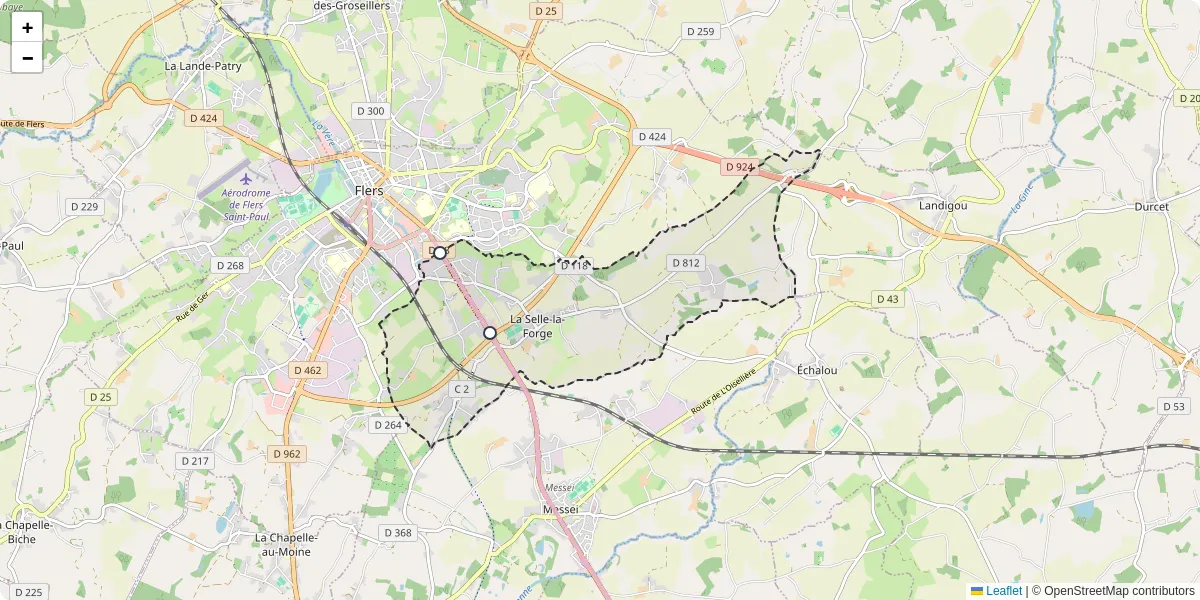 Carte du réseau de transport en commun à La Selle-la-Forge - lignes de bus et arrêts