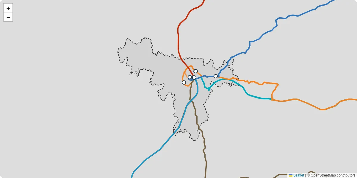 Carte du réseau de transport en commun à La Souterraine - lignes de bus et arrêts