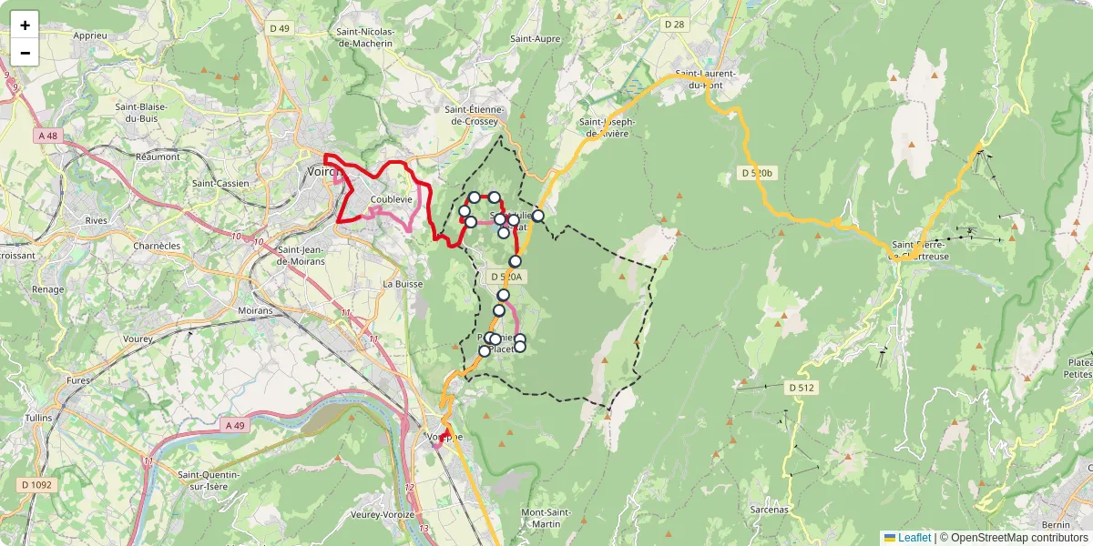 Carte du réseau de transport en commun à La Sure en Chartreuse - lignes de bus et arrêts