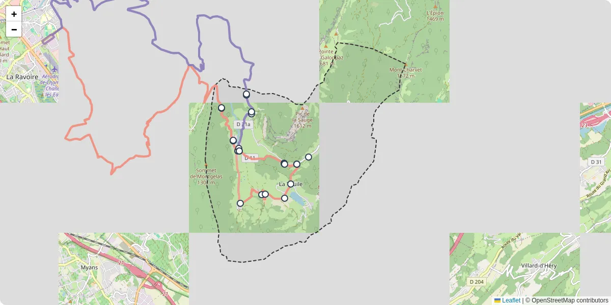 Carte du réseau de transport en commun à La Thuile - lignes de bus et arrêts