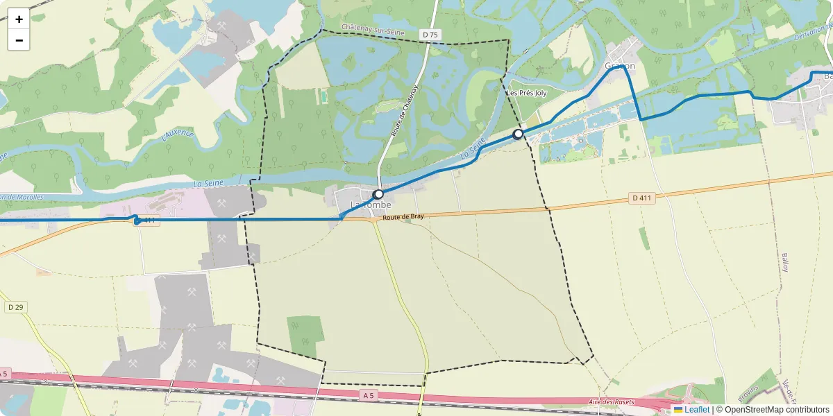 Carte du réseau de transport en commun à La Tombe - lignes de bus et arrêts