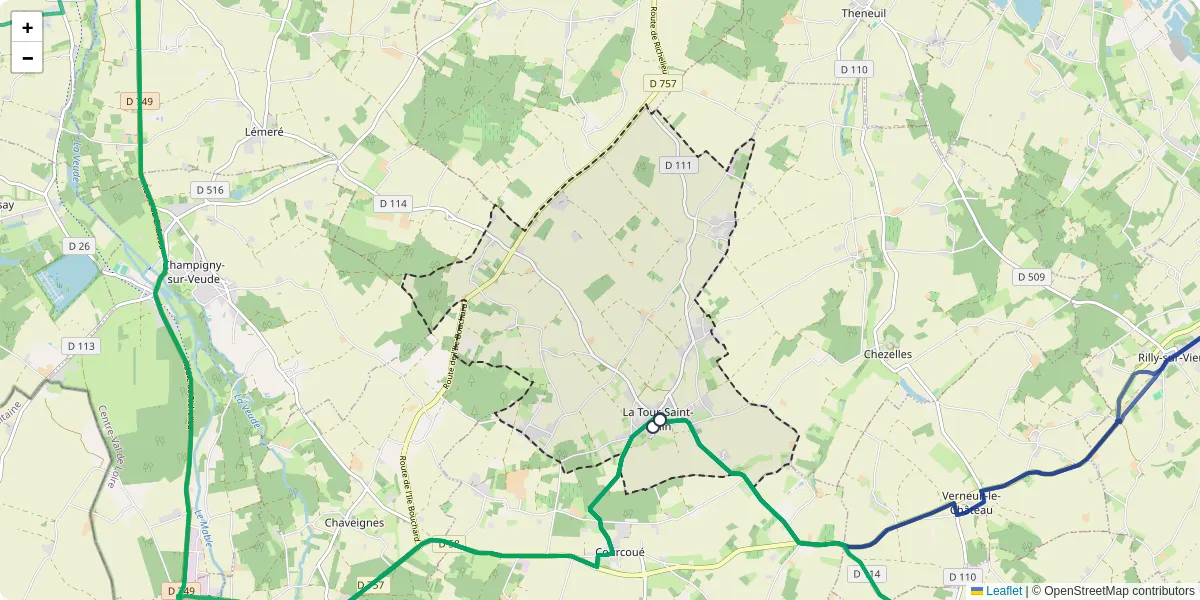 Carte du réseau de transport en commun à La Tour-Saint-Gelin - lignes de bus et arrêts