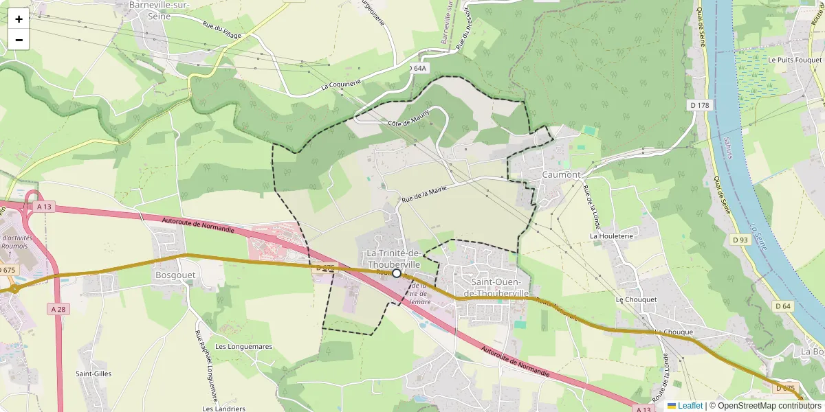 Carte du réseau de transport en commun à La Trinité-de-Thouberville - lignes de bus et arrêts