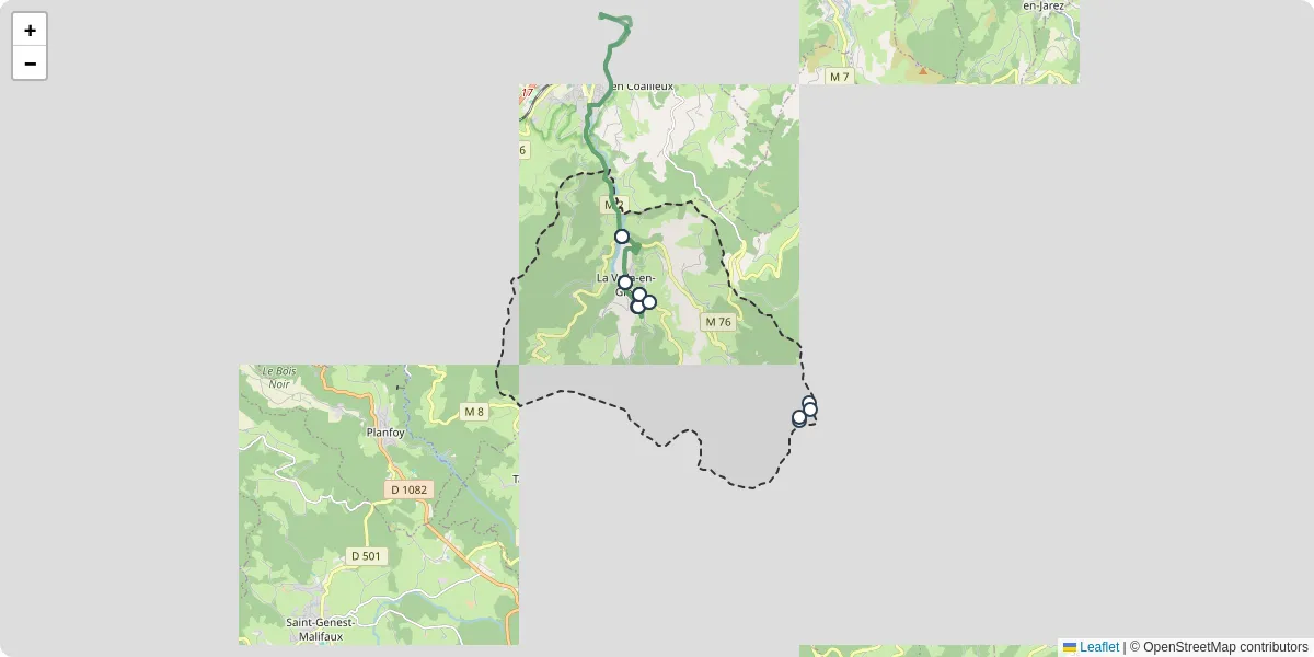 Carte du réseau de transport en commun à La Valla-en-Gier - lignes de bus et arrêts