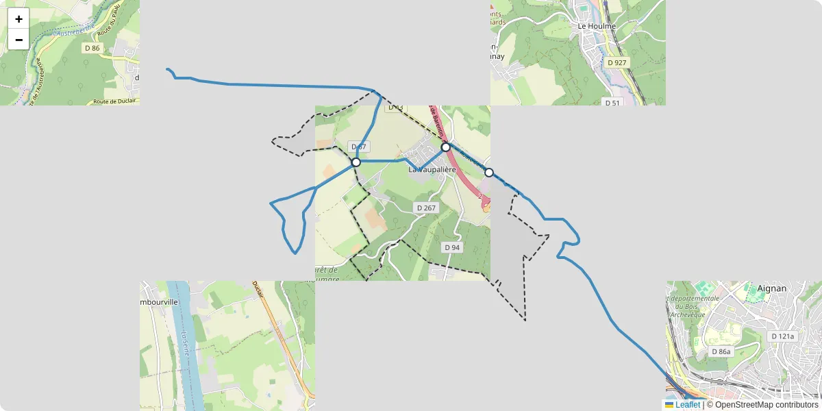Carte du réseau de transport en commun à La Vaupalière - lignes de bus et arrêts