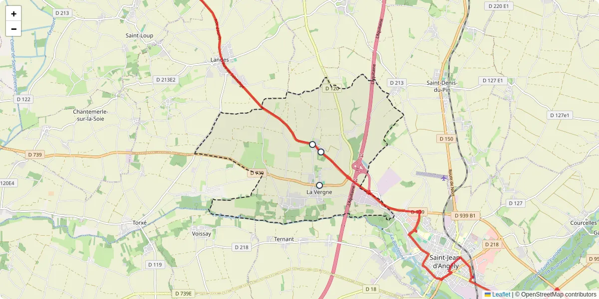 Carte du réseau de transport en commun à La Vergne - lignes de bus et arrêts