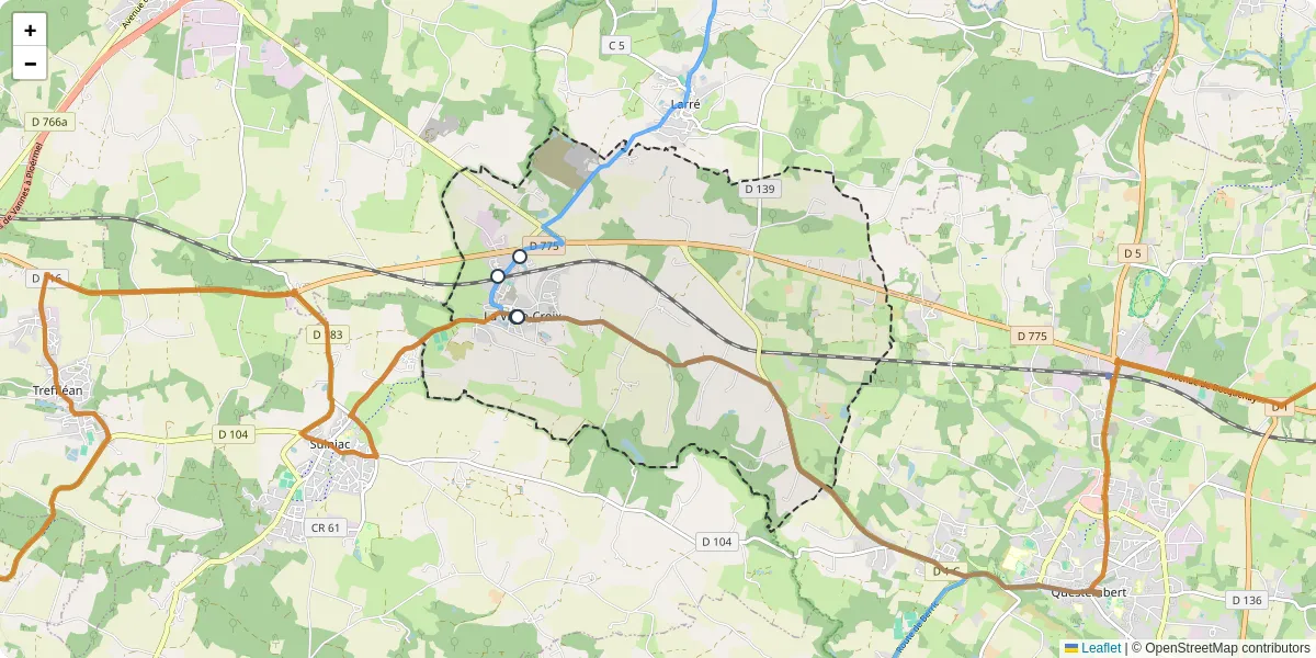 Carte du réseau de transport en commun à La Vraie-Croix - lignes de bus et arrêts